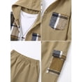 thumbnail image 5 of PureChapter Boys Clothing Sets Plaid Color Block Hooded Button Jacket & Jogger Pants 2-Piece Casual Outfits for Kids 7-15 Years, 5 of 7