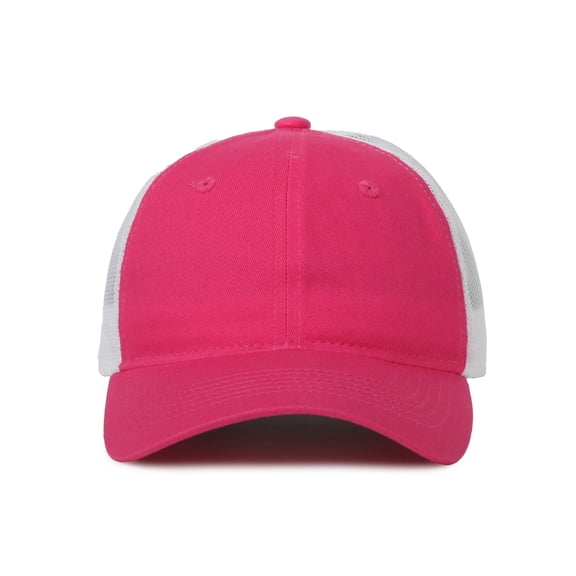 Outdoor Cap Fuchsia & White Ladies Baseball Cap – Low Profile Heavy-Wash Trucker Hat with Mesh