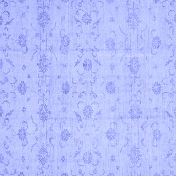 Ahgly Company Machine Washable Indoor Square Oriental Blue Traditional Area Rugs, 8' Square