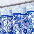 thumbnail image 4 of Serafina Home Blue Purple Boho Fabric Shower Curtain: Floral Damask with Geometric Border Design, 70" x 72" inch (Queensland), 4 of 6