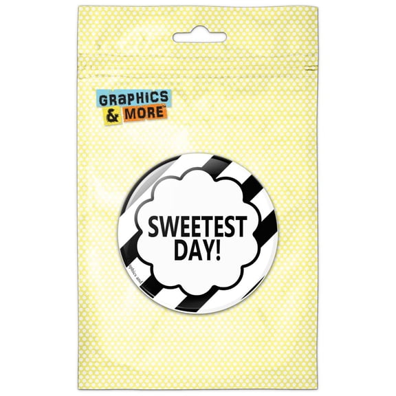 Sweetest Day Black Stripes Bridal Shower Pinback Button Pin Badge