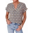 thumbnail image 5 of PRETTYGARDEN Womens Floral Print Short Sleeve Summer Tops Trendy V Neck Loose Boho Shirts Casual Work Blouses, 5 of 10