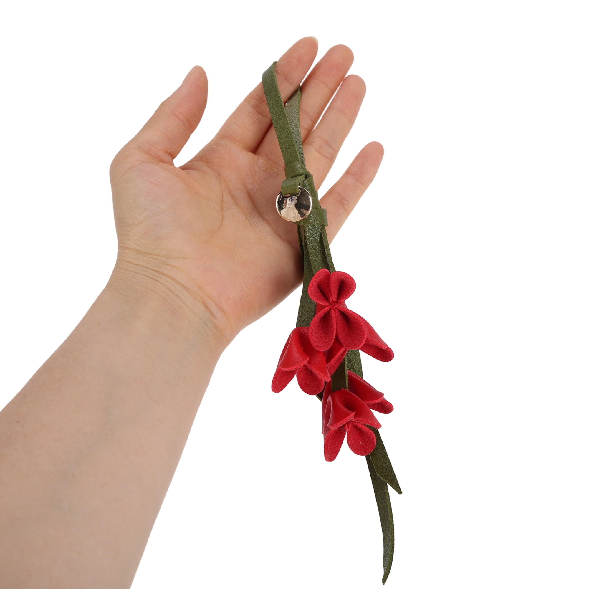 Unique Bargains PU Leather Flower Handbag Charm 1 Piece for Bags Red