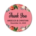thumbnail image 1 of Darling Souvenir Round 45 Pcs Floral Border Thank You Stickers Personalized Bride Groom Names And Date Envelope Seals-Peach, 1 of 3