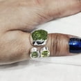 thumbnail image 4 of Natural Peridot Ring, Raw Peridot Gemstone Ring, August Birthstone, Adjustable, 3 Stone, 925 Sterling Silver, Womens Ring, Christmas, Thanksgiving, Handmade, Statement Jewelry, Rough Gemstone Jewelry, 4 of 5