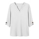 thumbnail image 5 of Mujeres 3/4 Manga de Verano Tops V Cuello Botonado Color Sólido Blusa, Camisetas Casuales de las Mujeres Suelto Ajuste Suave Respirable Primavera de Uso Diario, 5 of 8