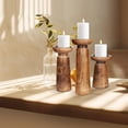 thumbnail image 2 of Candle Stands Wooden for Pillar Candles,Rounded Turned Colums,Sustainable Woods,Country Style,Ideal for Reiki,Aromatherapy,Votive Candle Gardens Home décor - 10,8,6 Inch Set of 3 - Burnt, 2 of 9