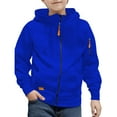 thumbnail image 2 of YunPes Boys Zip Up Hoodie Ribbed Cuffs Casual Athletic Outdoor Hooded Sweatshirt Youth Long Sleeve Soft Jacket with Pockets, 2 of 4