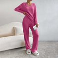 thumbnail image 2 of felwors Lounge Sets for Women Long Sleeve Knit Ribbed Pajama Sets 2 Piece Loungewear with Pockets RD1, XL, 2 of 4