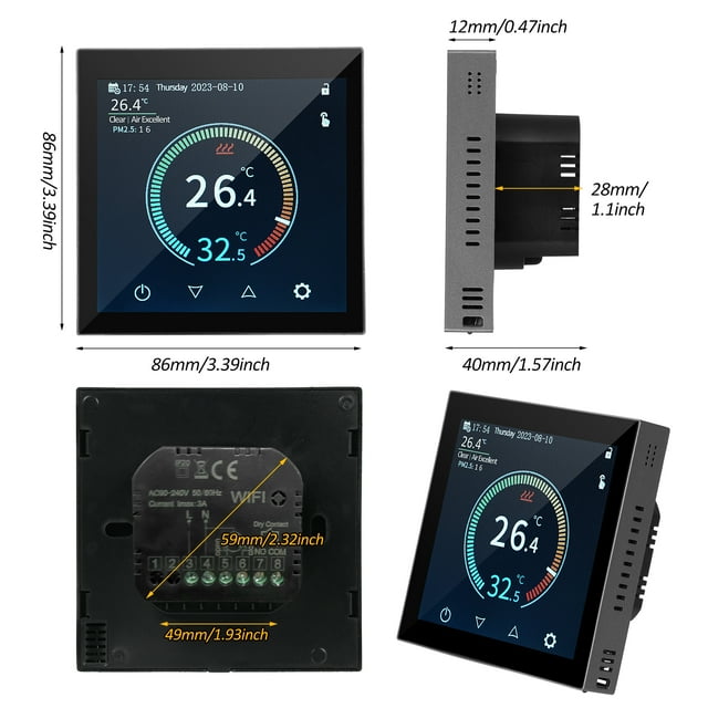 Thermostat HYT001 WIFI Smart Heating Thermostat Digital Temperature Controller Mobile Phone APP Control Touchscreen LCD Display Weekly Programmable Thermostat Anti-freeze for Home