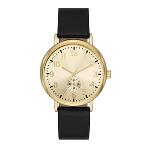 George Men's Gold Tone Watch with Black Leather Band