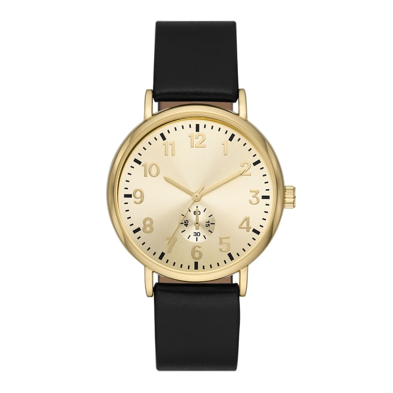 George Men's Gold Tone Watch with Black Leather Band photo 1