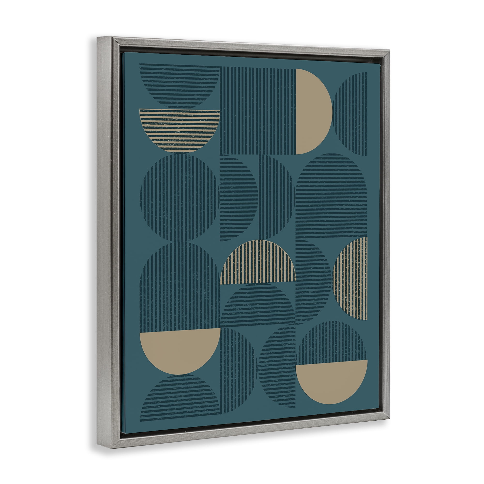 Stupell Industries Blue Modern Arch Shapes Abstract Painting Gray Floater Framed Canvas Art Print Wall Art, 17 x 21