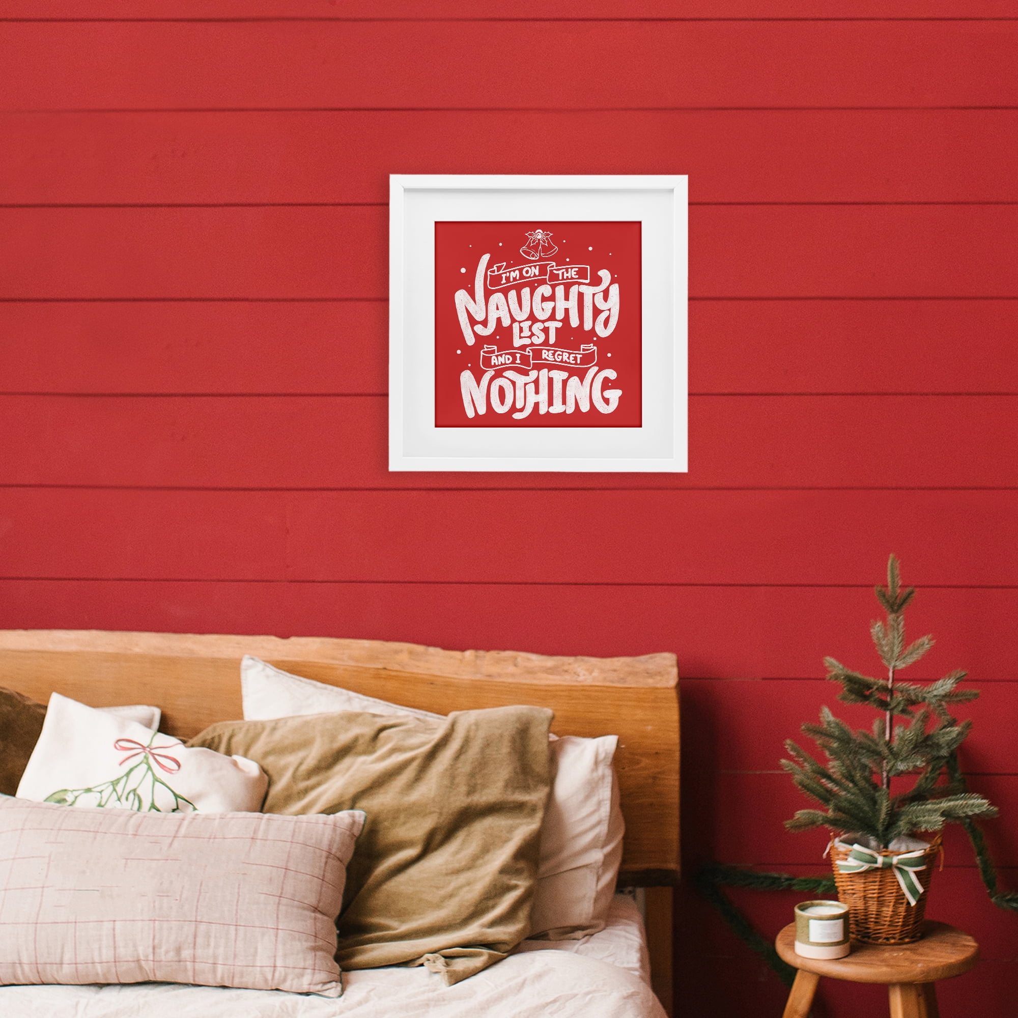 Stupell Industries Naughty List Regret Nothing White Framed Print Under Glass, design by Tobe Fonseca