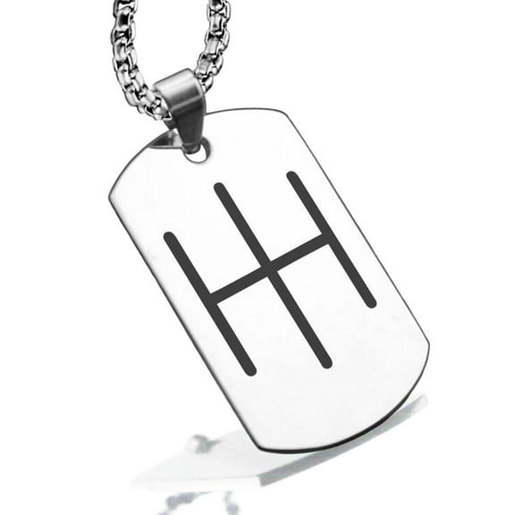 Stainless Steel Religious IH Monogram Dog Tag Pendant Necklace