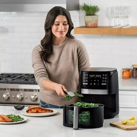 Gourmia 6-Qt Digital Window Air Fryer with 12 Presets & Guided Cooking Black Needs cleaning