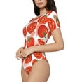 thumbnail image 2 of Naloa Tomatoes Women's Short-Sleeved Onesie, One-Piece Swimsuit for Parties, dates, clubs - Large, 2 of 9