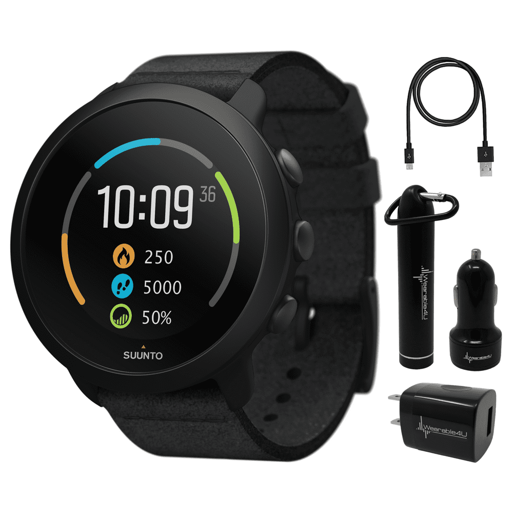 Suunto 3 New Edition Fitness Tracker Multisport Watch with Heart Rate Monitor, All Black with