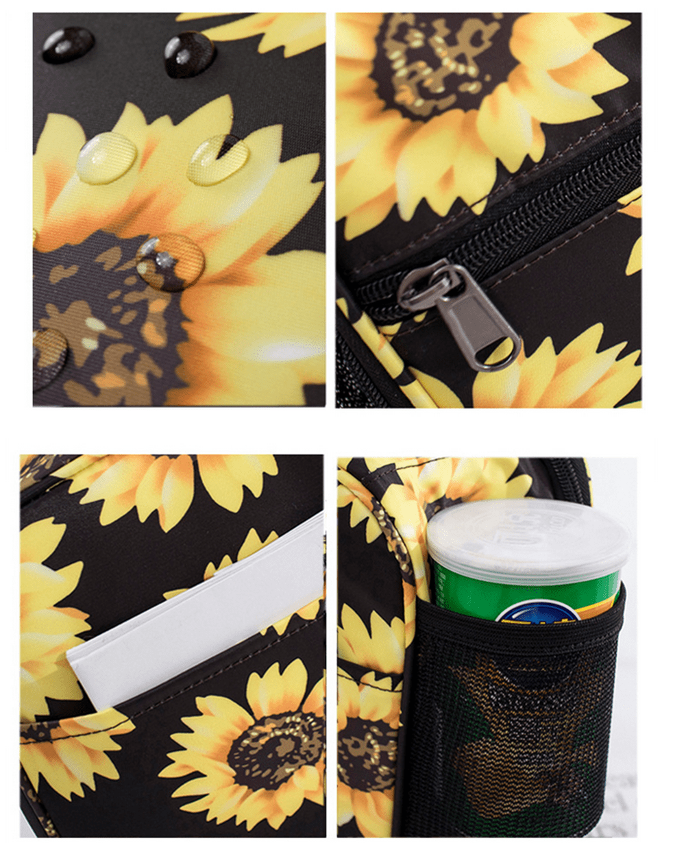 TropicalLife Sunflower Lunch Bag for Women Black White Checkered Freezable  Lunch Box Organizer for Work Picnic