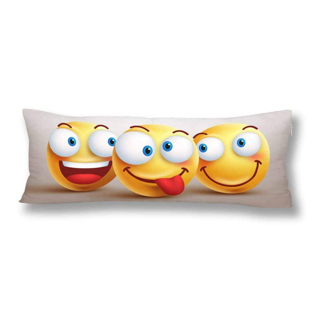 ABPHOTO Smiley Face Emoji Body Pillow Covers Pillowcase 20x60 inch Funny Facial Expressions Body