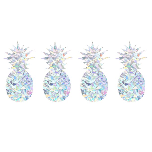 4 hojas de exquisitas pegatinas con forma de piña, calcomanías decorativas de refracción para ventanas