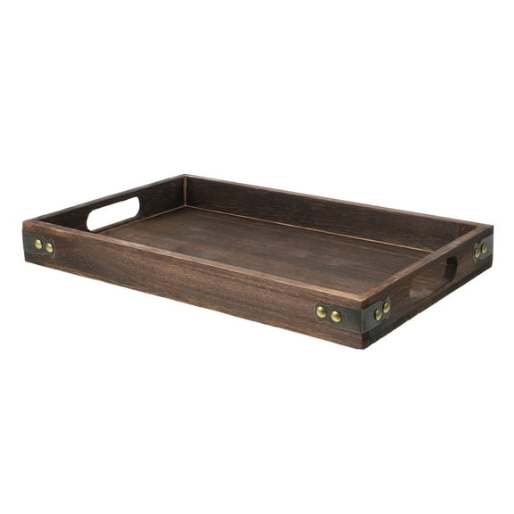 Raindrops Wooden Tray Decorative Coffee Table Tray Snack Serving Plate with Double Handles