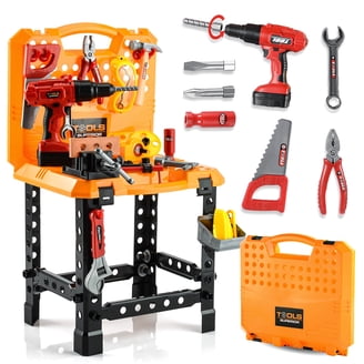 Tool Set for Kids 100 Pcs Workbench Yellow for Toddlers Plastic +3