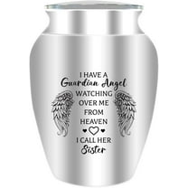 1set Mini Urn for Ashes Small Keepsake Urn for Human Ashes Aluminum Ashes Holder Funeral Cremation Engraved Word with Velvet Bag Memorial Gift for Mom Dad Family Friends 2.6x1.8 Inch Guardian
