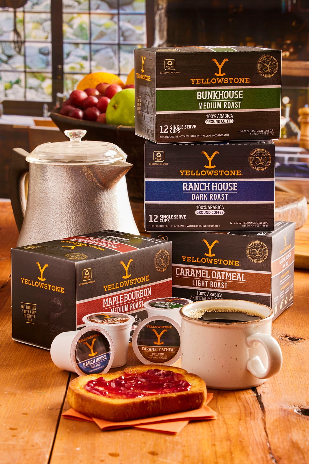 Yellowstone Maple Bourbon Medium Roast Coffee Single Serve Pods 12 ct, 3 pack