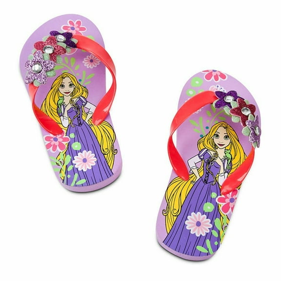 Disney Store Princess Tangled Rapunzel Girl Flip Flops Sandals Shoes 11/12