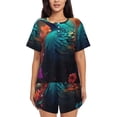 thumbnail image 1 of Balery Colorful Flower Bird Conjunto de Pijama para Mujer con Estampado, Dos Piezas de Manga Corta y Shorts, Ropa de Dormir Suave con Cuello Redondo y Bolsillos-3X-Large, 1 of 6