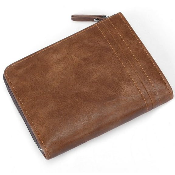 OULII 1Set Simple Mens Wallet Zipper Casual Brown for Parties and Office Use