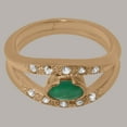thumbnail image 4 of LBG British Made 14k Rose Gold Natural Emerald & Diamond Womens Band Ring - 33 size options - Size 12, 4 of 7
