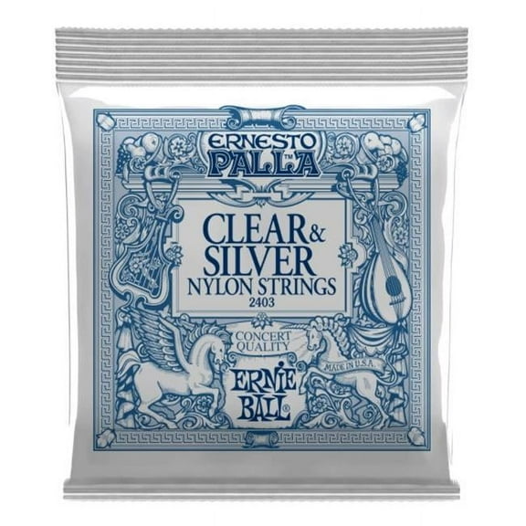 Ernie Ball 2403-U Ernesto Palla Nylon Classical Guitar Strings, Clear & Silver