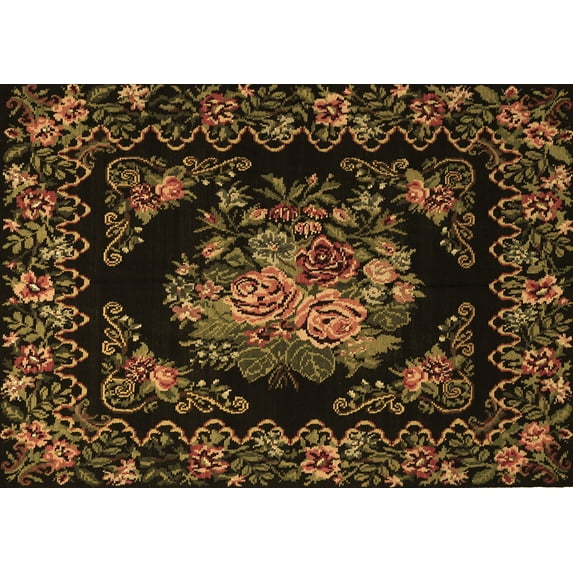 Ahgly Company Indoor Rectangle Medallion Brown French Area Rugs, 6' x 9'