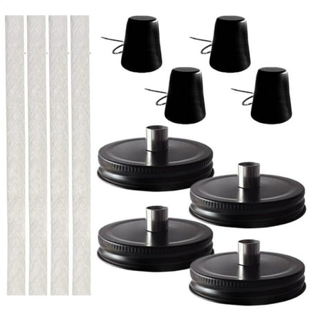 SHZONS Torch Canister Masons Jar Tabletop Torch Kits Fiberglass Wicks Decorative Outdoor Lamp Longlife Stainless Steel Lid Garden Decor for Adults & Yard thrifty