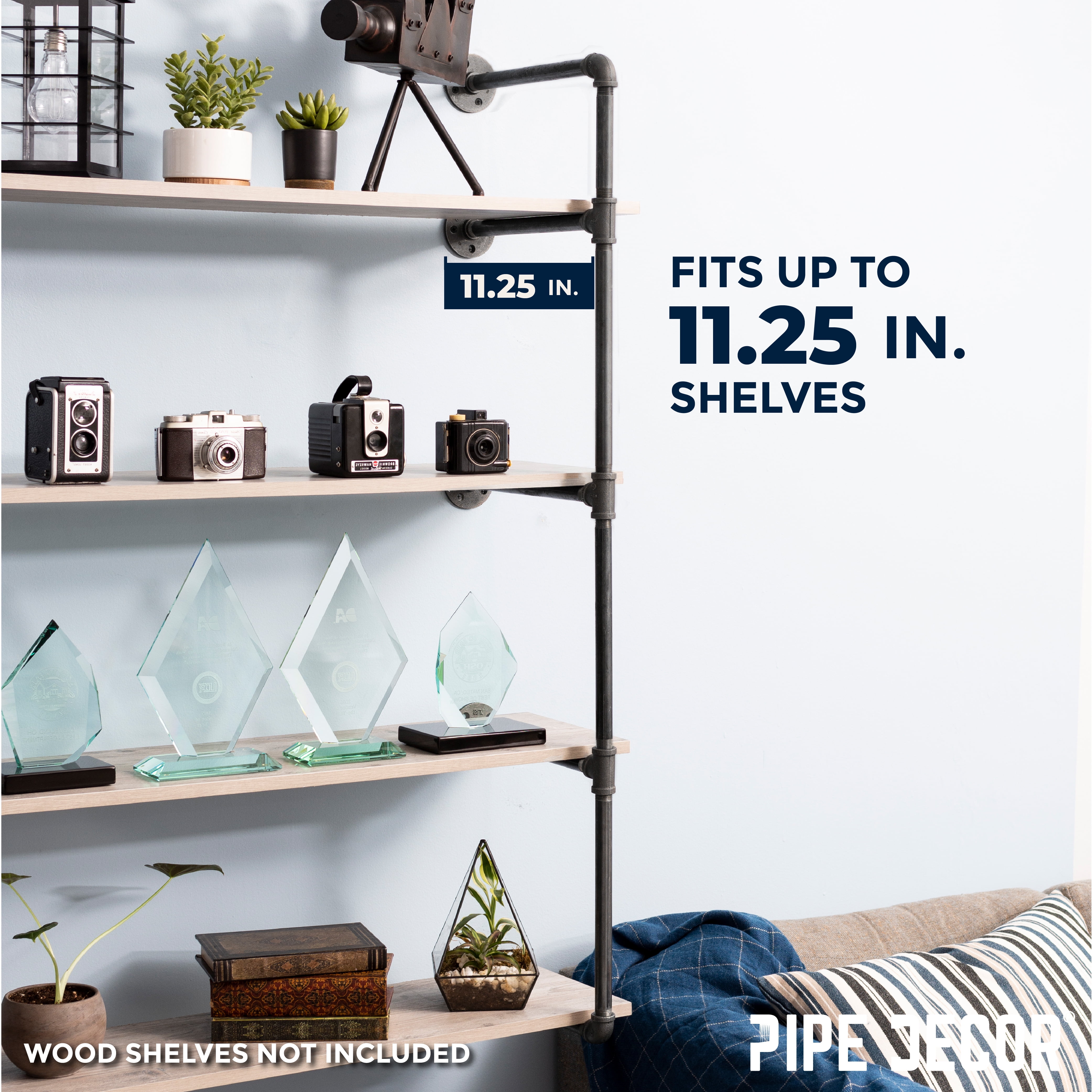 4 -tier Wall Mounted Shelf Brackets By PIPE DECOR