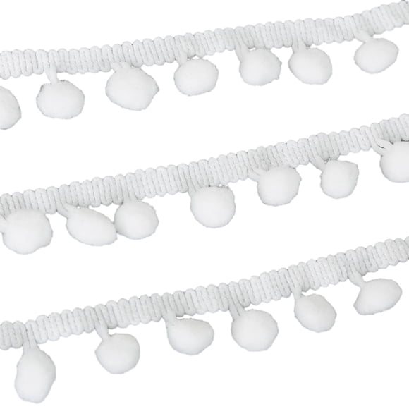 Wosthever Adorno decorativo fácil de usar para diversas manualidades Cinta con flecos de bolas con adornos de pompones de 5 yardas Encaje de Decoración del hogar Blanco