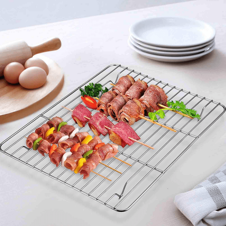 VeSteel Baking Sheets and Racks Set, Stainless Steel Rectangle Baking Sheet Oven  Tray and Cooling Grid Rack for Cookies Meats, Size 16 x 12 x 1 Inch 