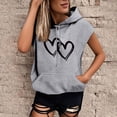thumbnail image 2 of HNMKIU Débardeurs Femmes Grande Taille Mode Imprimé Sweat à Capuche Manches Courtes Blouse Ample, 2 of 4