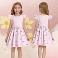 thumbnail image 4 of MKOSPLRT 3-14 Years Cute Tutu Dresses for Girl Fly Sleeve Crew Neck Sundress Funny Love Heart Graphic Twirly Skater Dresses for Summer, 4 of 6