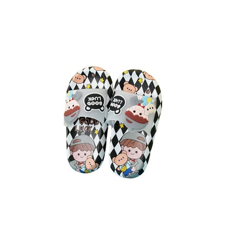 

SIMANLAN Kids Shower Slippers Slip On Slide Sandals Summer Slides Boys Non-Slip Casual Shoes Children Beach Black 7C