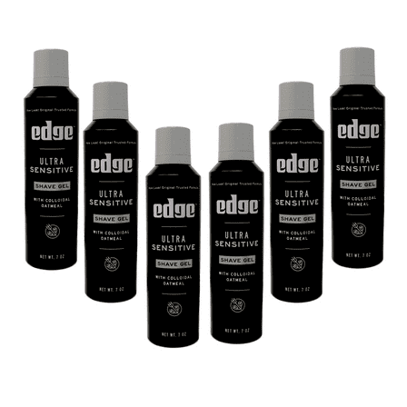 6 Pack Edge Shave Gel, Fragrance Free, Ultra Sensitive, With Oat Meal 7 Oz Each