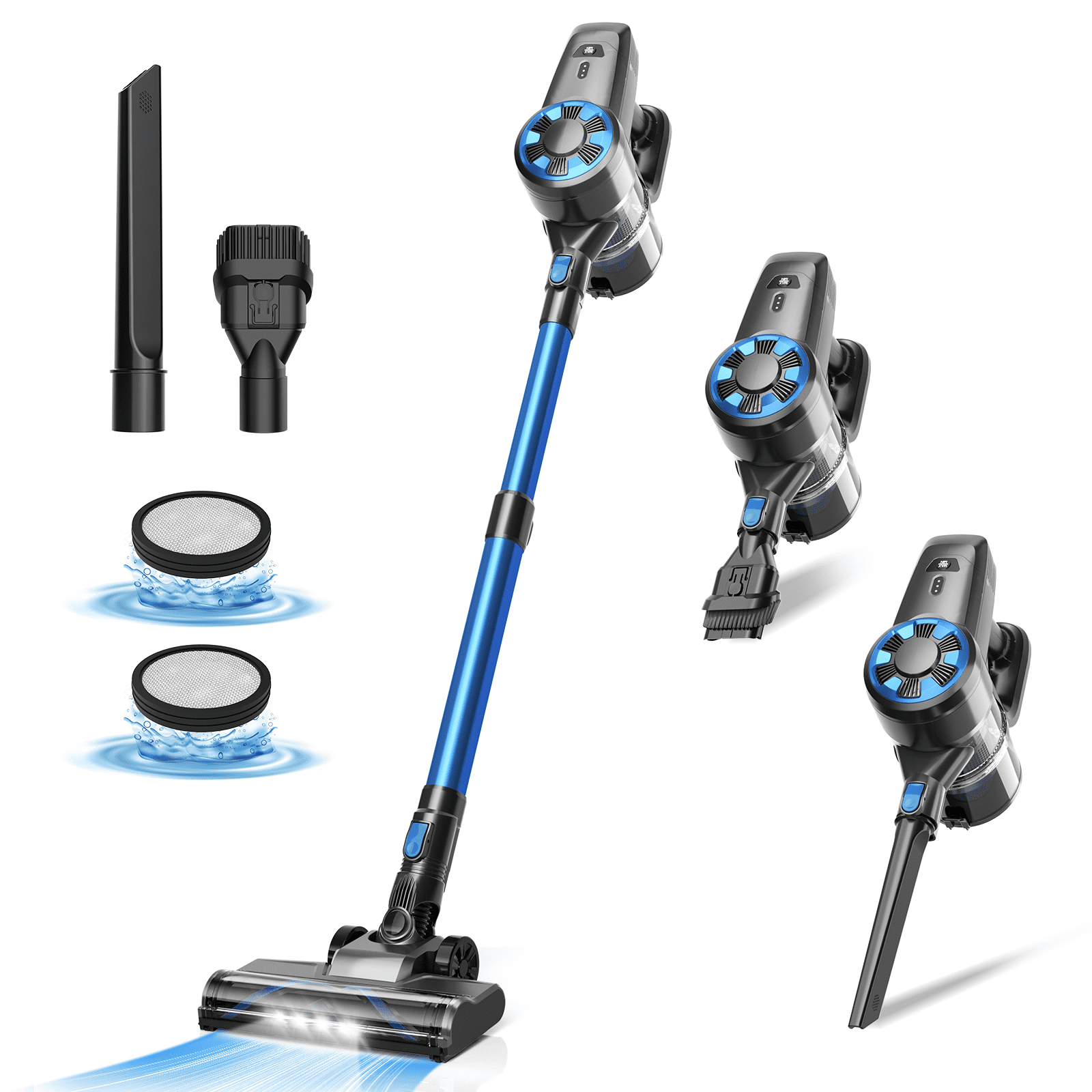 Homadio Cordless Stick Vacuum Cleaner, Lightweight Vacuum with 2000mAh Battery & LED Brush for Hardwood Floor, Carpet, Pet Hair