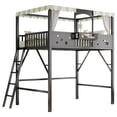 thumbnail image 4 of Leumius Full Size Loft Bed with Ladder and Storage Shelves,Metal High Loft Bed for Bedroom,Black, 4 of 14