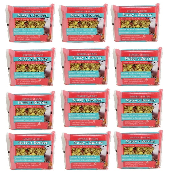 Wildlife Sciences Nuttys Berries Seed Bar Pack of 12 | 8 oz Seed Cakes