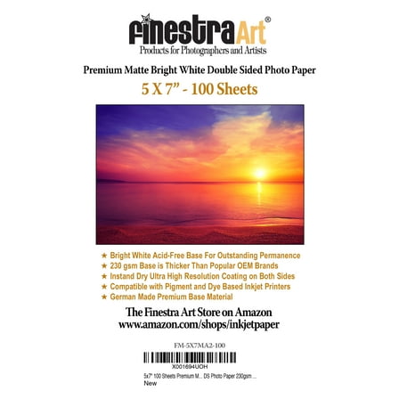 5" X 7" Premium Matte Bright White Inkjet Double Sided Photo Paper - 100 Sheets