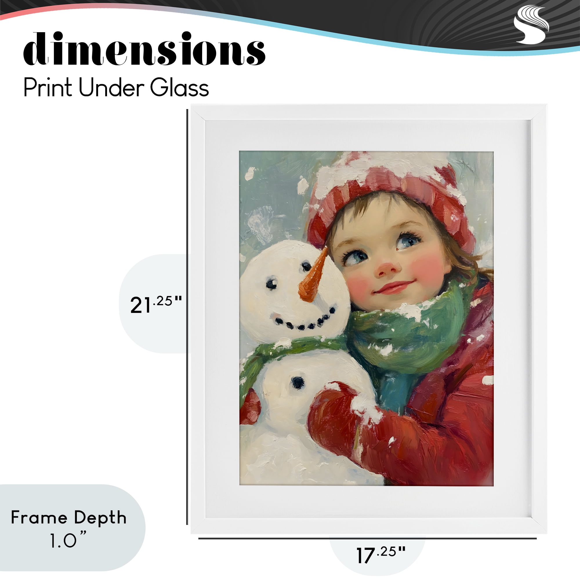Stupell Industries Christmas Girl & Snowman Embrace White Framed Print Under Glass, design by The Prints Vibe