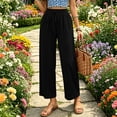 thumbnail image 2 of cfhntfmh Loose Cropped Pants for Women Wide Leg Drawstring Lounge Pants Elastic Waist Casual Trendy Pants, 2 of 7