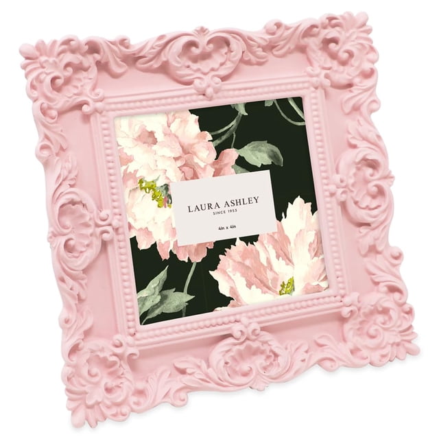 Marco de fotos Laura Ashley de resina rosa, 10 x 10 cm, decoración del hogar